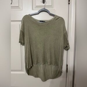 Jane and Delancey Olive Green Boxy Short Sleeve Top